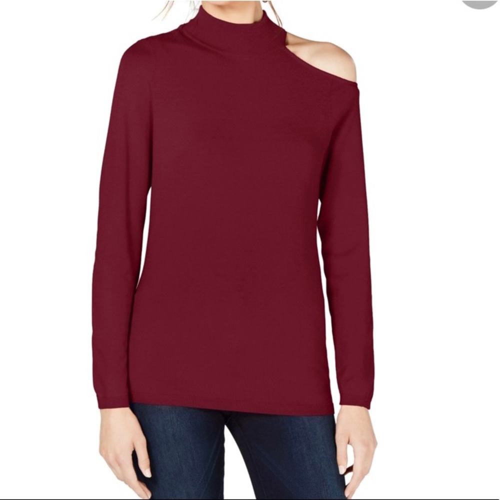 INC International Concepts One Shoulder Long Sleeve Sweater Size Medium